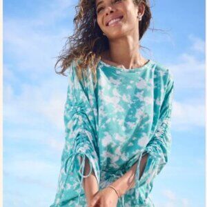 NWT Cover Up Top with sleeve ruching and ties